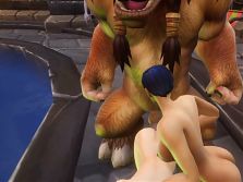 A Girl gets her ass clapped by Minotaur: Warcraft Parody